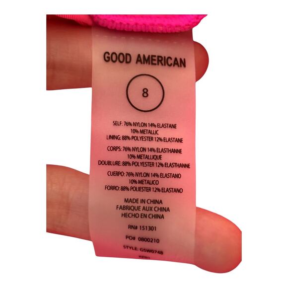 Good American Sparkle Metallic One-Piece Swimsuit pink size 8 (5XL) - Picture 5 of 5